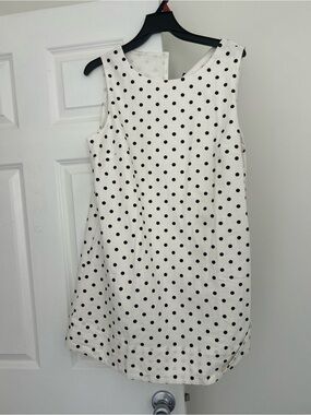 GAP White Sleeveless Polka Dot Mini Dress L